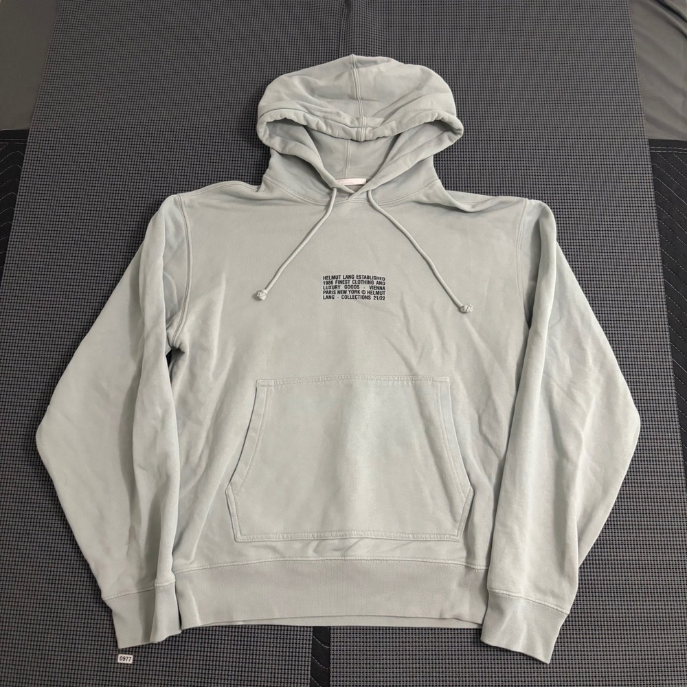 Helmut Lang Resort 21-22 Graphic Hoodie Mens‎ Light Blue Green Sweatshirt